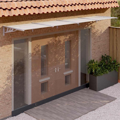 Berkfield Door Canopy Grey And Transparent 396X90 Cm Polycarbonate - image 1