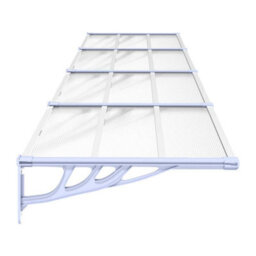 Berkfield Door Canopy Grey And Transparent 396X90 Cm Polycarbonate - thumbnail 4