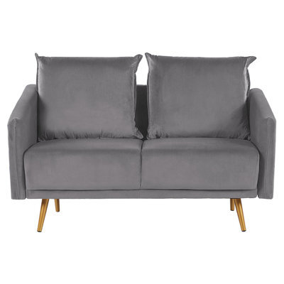 Beliani Sofa 2 Seater Maura Velvet Grey - image 1