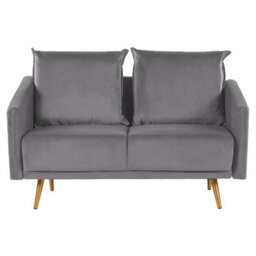 Beliani Sofa 2 Seater Maura Velvet Grey - thumbnail 1