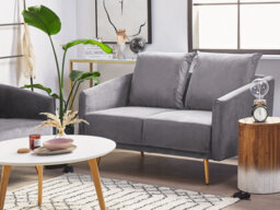 Beliani Sofa 2 Seater Maura Velvet Grey - thumbnail 2