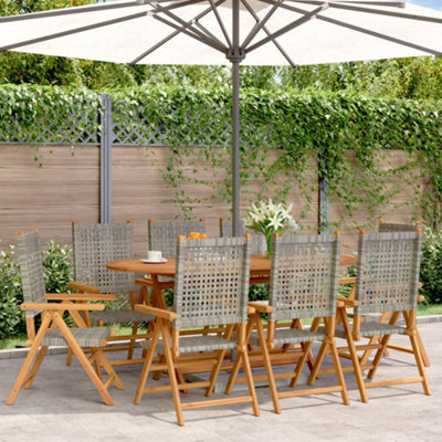Berkfield Reclining Garden Chairs 8 Pcs Grey Poly Rattan And Solid Wood - image 1