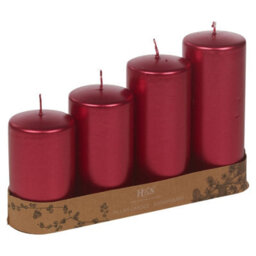 Urbn-Living Urbnliving Mix Set Of 4 Variable Sizes Decorative Christmas Red Pillar Wax Candles For Wedding Church Party & Home Decor - thumbnail 2
