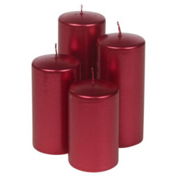 Urbn-Living Urbnliving Mix Set Of 4 Variable Sizes Decorative Christmas Red Pillar Wax Candles For Wedding Church Party & Home Decor - thumbnail 3