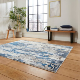 Grey Navy Abstract Machine Made Modern Rug For Living Room Bedroom And Dining Room-120Cm X 170Cm - thumbnail 2