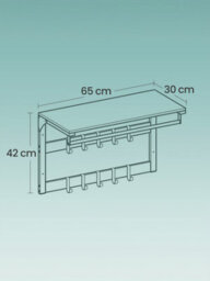 LEDREM Coat Hooks For Wall, Wall Shelf With 10 Removable Hooks, Clothes Rail, Oak Colour - thumbnail 6