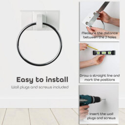 Divchi Towel Holder Black Chrome Plated Towel Rail Bath Towel Ring Wall Mounted For Kitchen Bathrooms Hand Towel Ring Accessories - thumbnail 4
