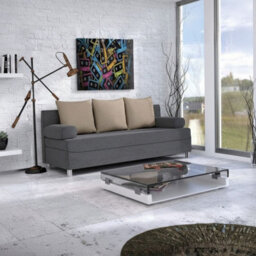 Dover 3 Seater Sofa Bed With Dl Mechanism Bedding Storage 192 Cm Wide Modern Sofa For The Living Room Grey And Beige - thumbnail 2