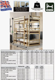Strictly Beds And Bunks Triad Heavy Duty Triple Sleeper Pine Bunk Bed, 2Ft 6 Single - thumbnail 2