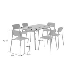 Sweeek - Folding Metal Garden Table 140 Cm + 6 Chairs, Anthracite - Amelia + Liva - thumbnail 5