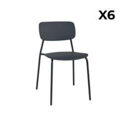Sweeek - Folding Metal Garden Table 140 Cm + 6 Chairs, Anthracite - Amelia + Liva - thumbnail 6
