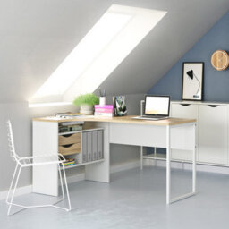 Furniture To Go Function Plus Corner Desk 2 Drawers In White And Oak  (W) 145.1 X (H) 76.8 X (D) 81Cm - thumbnail 7