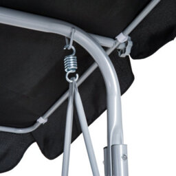 Outsunny Metal Swing Chair Garden Hammock 3 Seater Patio Bench W/ Canopy, Black - thumbnail 7