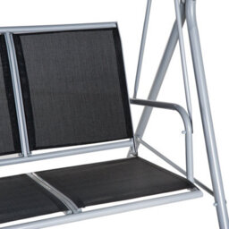 Outsunny Metal Swing Chair Garden Hammock 3 Seater Patio Bench W/ Canopy, Black - thumbnail 9