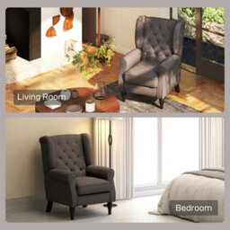 Wyld Haus Mizi Fabric Brown Wingback Accent Chair With Button Tufting And Piped Arms, L74 X D86 X H102Cm - thumbnail 7