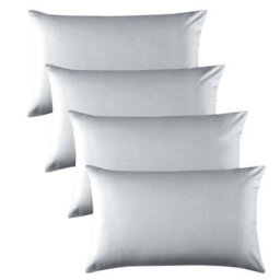 Oxford Homeware Plain Dyed Pillowcase 2 Pair (W)50X(L)75 Cm-Soft Breathable Easy Care Standard Bed Pillow Covers Silver(Pack Of 4)