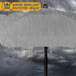 Sunmer 2M Parasol With Tilt, Uv Light Protection, Easy To Open And Close, Water Resistant - Grey - thumbnail 3