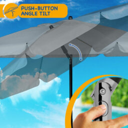 Sunmer 2M Parasol With Tilt, Uv Light Protection, Easy To Open And Close, Water Resistant - Grey - thumbnail 6