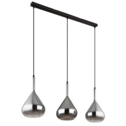 Luminosa Lighting Luminosa Geeky Bar Pendant Ceiling Light Matt Black Smoke Glass Shade 3X E27 - thumbnail 2