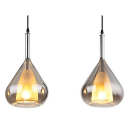 Luminosa Lighting Luminosa Geeky Bar Pendant Ceiling Light Matt Black Smoke Glass Shade 3X E27 - thumbnail 4