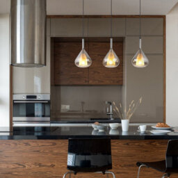 Luminosa Lighting Luminosa Geeky Bar Pendant Ceiling Light Matt Black Smoke Glass Shade 3X E27 - thumbnail 5