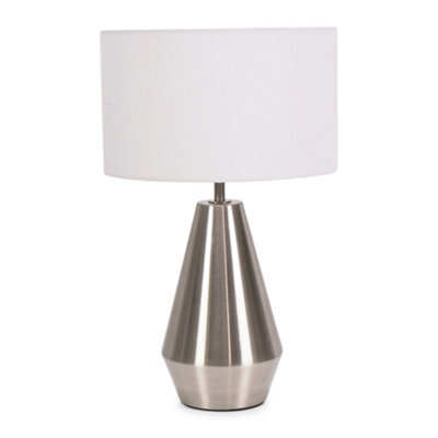 Valuelights Jax Silver Metal Touch Dimmer Table Lamp With White Drum Shade - Led Bulb Included - image 1