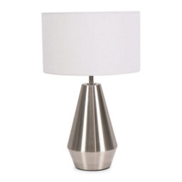 Valuelights Jax Silver Metal Touch Dimmer Table Lamp With White Drum Shade - Led Bulb Included