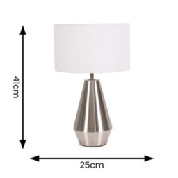 Valuelights Jax Silver Metal Touch Dimmer Table Lamp With White Drum Shade - Led Bulb Included - thumbnail 6