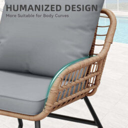 London Boutique 4 Piece Rattan Garden Furniture Set, Outdoor Sofa And Chairs With Cushions, Glass Table For Patio, Balcony, Grey - thumbnail 5