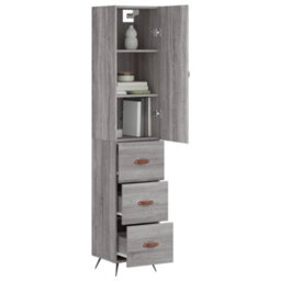Berkfield Highboard Grey Sonoma 34.5X34X180 Cm Engineered Wood - thumbnail 3