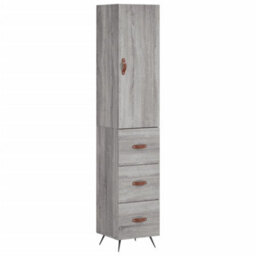 Berkfield Highboard Grey Sonoma 34.5X34X180 Cm Engineered Wood - thumbnail 2
