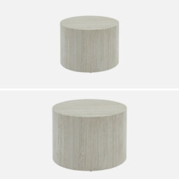 Sweeek - Pair Of Round Marble-Effect Nesting Coffee Tables White 58X1X40 Cm - Paros - thumbnail 2