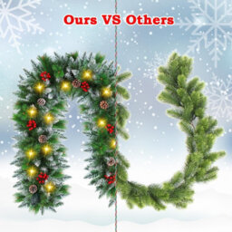 Amorly Christmas Garland With Lights 6Ft Pre-Lit Flocked Garland With Led Bulbs,battery Operated Garland For Fireplace, Staircase - thumbnail 3