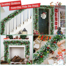 Amorly Christmas Garland With Lights 6Ft Pre-Lit Flocked Garland With Led Bulbs,battery Operated Garland For Fireplace, Staircase - thumbnail 6