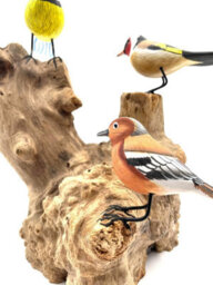 My Square Mile Bird Statue Ornament Wooden Hand Carved Bird Tree Stump British Birds Indoor/outdoor Garden Ornament (3 Birds) - thumbnail 4