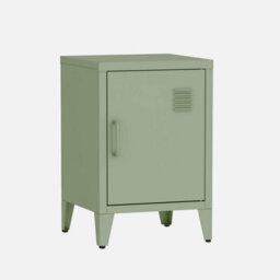 Sweeek - Set Of 2 Industrial Bedside Tables 1 Door Soho Light Green 38X38X57 Cm - thumbnail 4