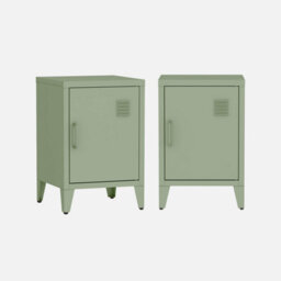 Sweeek - Set Of 2 Industrial Bedside Tables 1 Door Soho Light Green 38X38X57 Cm