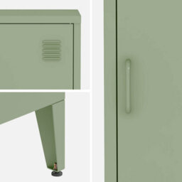 Sweeek - Set Of 2 Industrial Bedside Tables 1 Door Soho Light Green 38X38X57 Cm - thumbnail 6