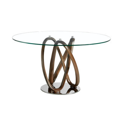 Angel Cerda Stylish Round Tempered Glass And Walnut Dining Table For Modern Homes - image 1