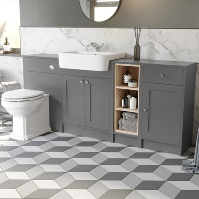 Affine Vanity Unit Back To Wall Toilet Shelf Storage Combination Grey Furniture 1820mm - image 1