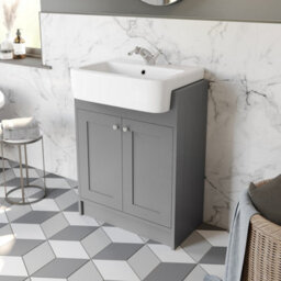 Affine Vanity Unit Back To Wall Toilet Shelf Storage Combination Grey Furniture 1820mm - thumbnail 4