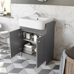 Affine Vanity Unit Back To Wall Toilet Shelf Storage Combination Grey Furniture 1820mm - thumbnail 5