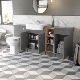 Affine Vanity Unit Back To Wall Toilet Shelf Storage Combination Grey Furniture 1820mm - thumbnail 3