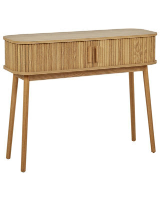 Wyld and Coco Luxewood Console Table With Sliding Cabinet And Solid Pine Legs, Light Brown, 100 X 35 Cm - image 1