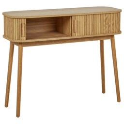 Wyld and Coco Luxewood Console Table With Sliding Cabinet And Solid Pine Legs, Light Brown, 100 X 35 Cm - thumbnail 6