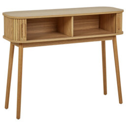 Wyld and Coco Luxewood Console Table With Sliding Cabinet And Solid Pine Legs, Light Brown, 100 X 35 Cm - thumbnail 5