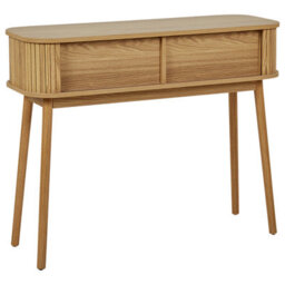 Wyld and Coco Luxewood Console Table With Sliding Cabinet And Solid Pine Legs, Light Brown, 100 X 35 Cm - thumbnail 7