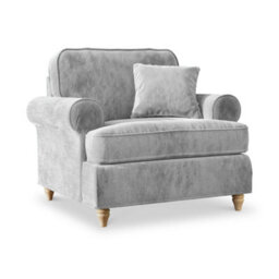 Alfie Ice Grey Armchair For Living Room - Fully Assembled By Roseland Furniture - thumbnail 1