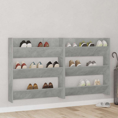 Vidaxl Wall Shoe Cabinet Concrete Grey 80X18X90 Cm Engineered Wood - image 1