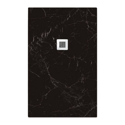 Plum&clay Pia Rectangle Black Marble Effect Shower Tray (L)1500mm (W)800mm (H)25mm - image 1